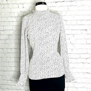 ✨Maison d’Amelie-Women’s Long Sleeve High Neck Blouse White&Black🖤🤍 Size M